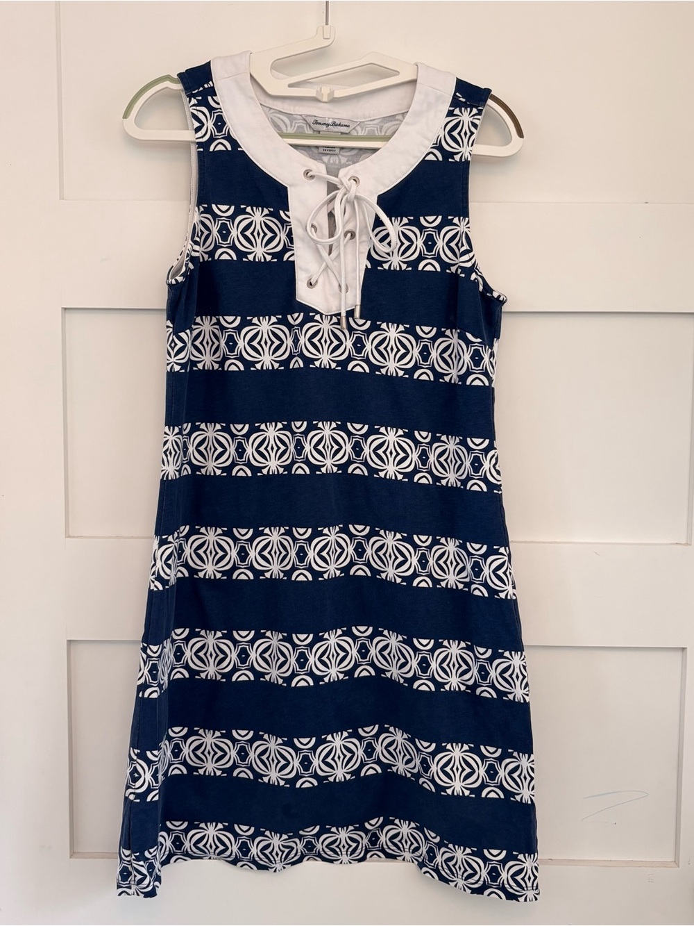Tommy Bahama Blue & White Geometric Striped Dress Women’s XS